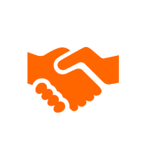 Shaking hands icon symbolizing trustworthiness and being a good business to partner with